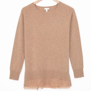 Garnet Hill Shirttail Cashmere Sweater Camel